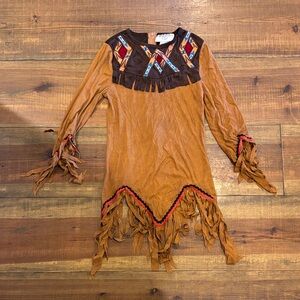 Kids Tan and Brown Fringe Costume Dress